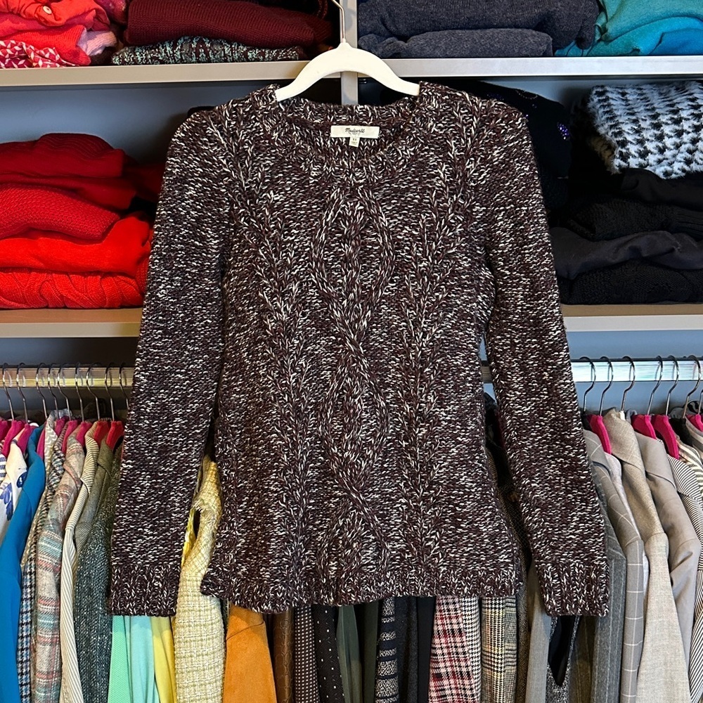 Madewell purple/grsy/white knitted long sleeve crew neck sweater size XS